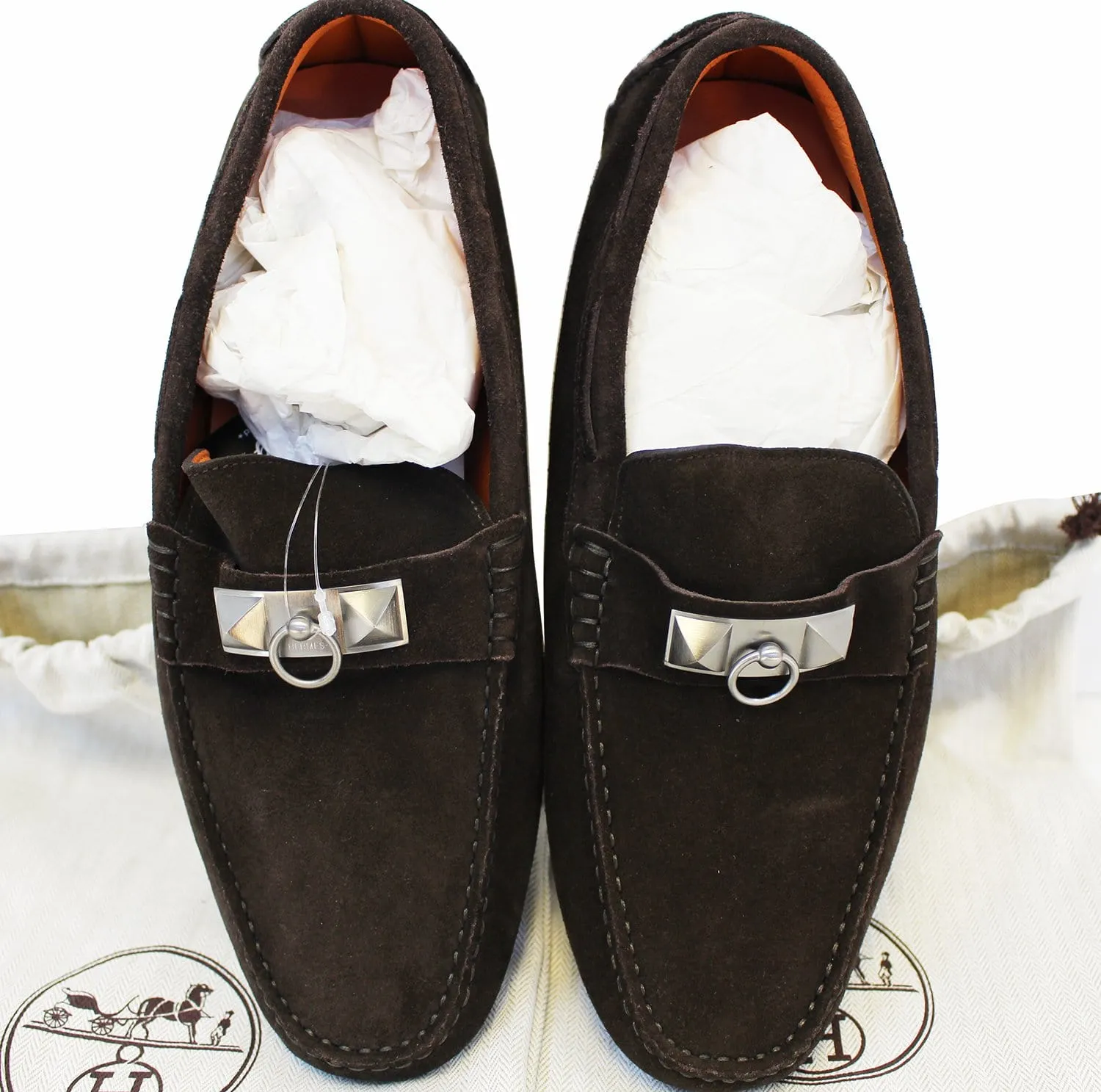 HERMES Irving Driving Moccasins Loafer Medor Buckle Size 42