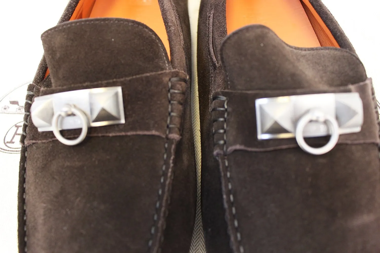 HERMES Irving Driving Moccasins Loafer Medor Buckle Size 42