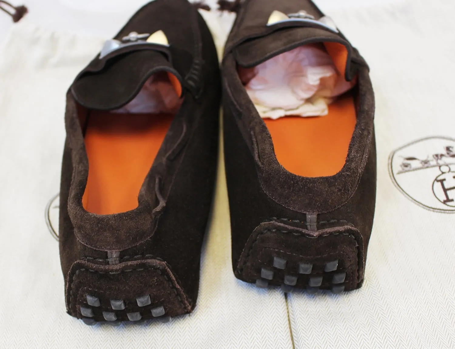 HERMES Irving Driving Moccasins Loafer Medor Buckle Size 42