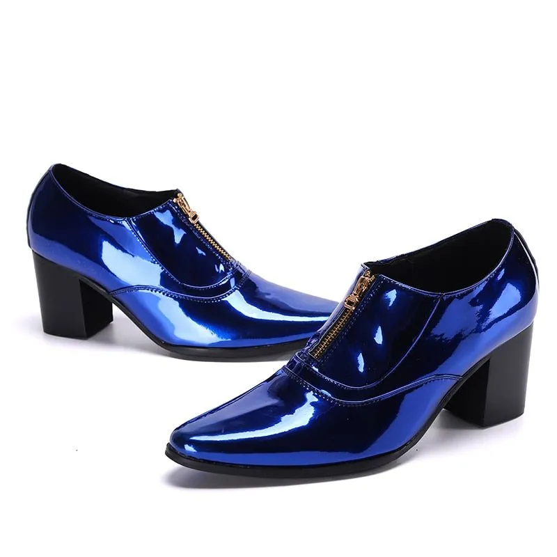 High Heel Party Man Shoes Club Jazz Dancer Thick Heel Ankle Boots