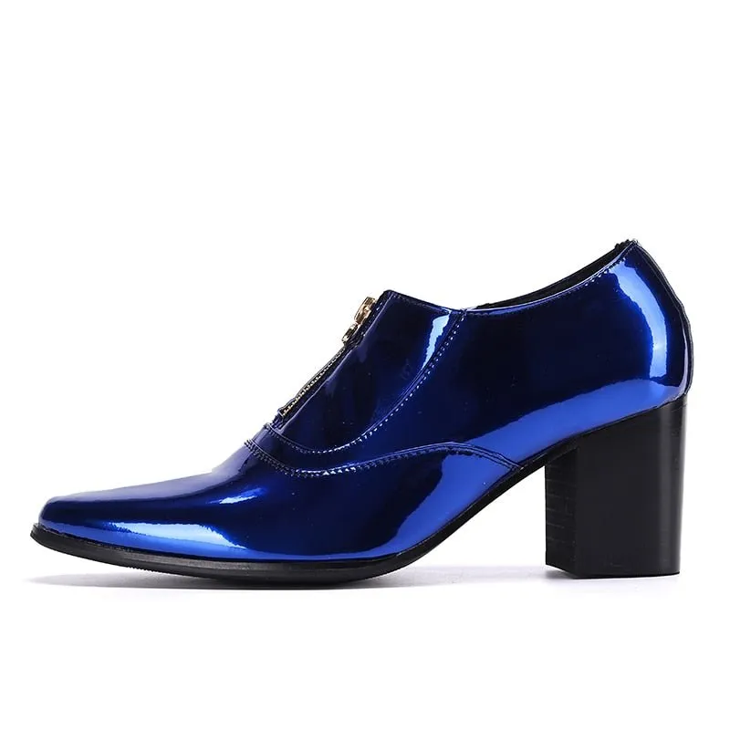 High Heel Party Man Shoes Club Jazz Dancer Thick Heel Ankle Boots