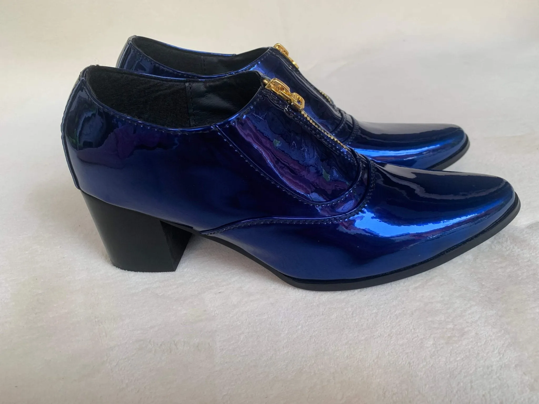 High Heel Party Man Shoes Club Jazz Dancer Thick Heel Ankle Boots