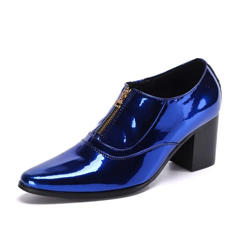 High Heel Party Man Shoes Club Jazz Dancer Thick Heel Ankle Boots