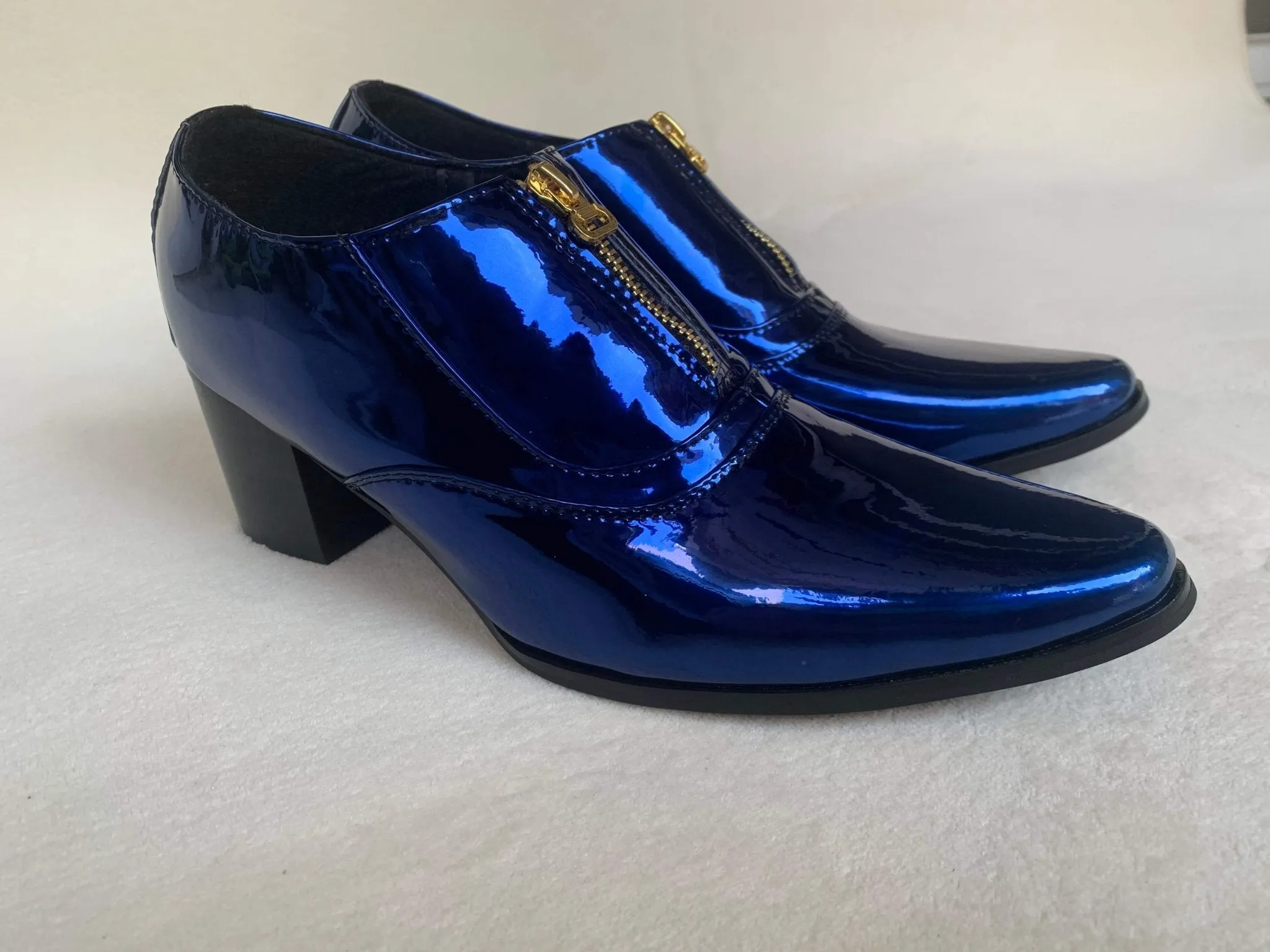 High Heel Party Man Shoes Club Jazz Dancer Thick Heel Ankle Boots