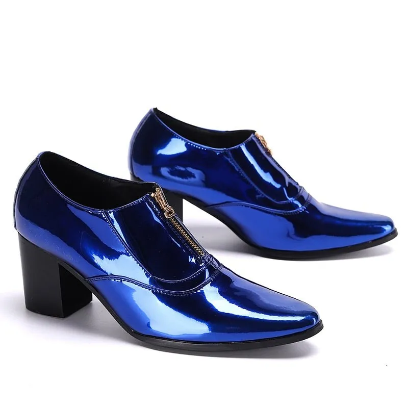 High Heel Party Man Shoes Club Jazz Dancer Thick Heel Ankle Boots