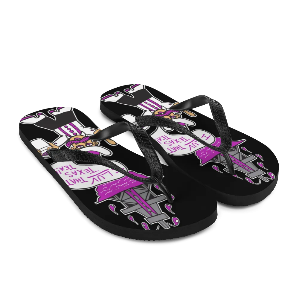 I Love That Texas Tea | Flip-Flops | Black