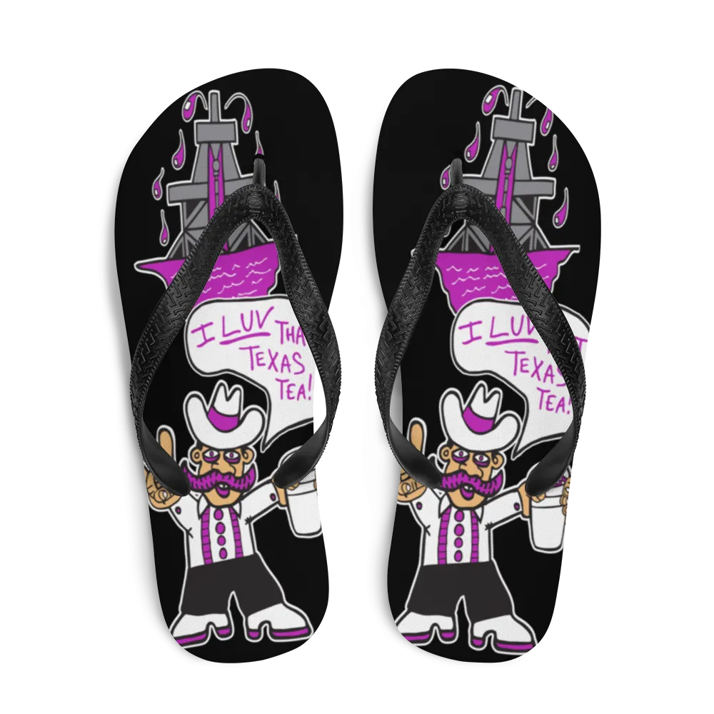 I Love That Texas Tea | Flip-Flops | Black