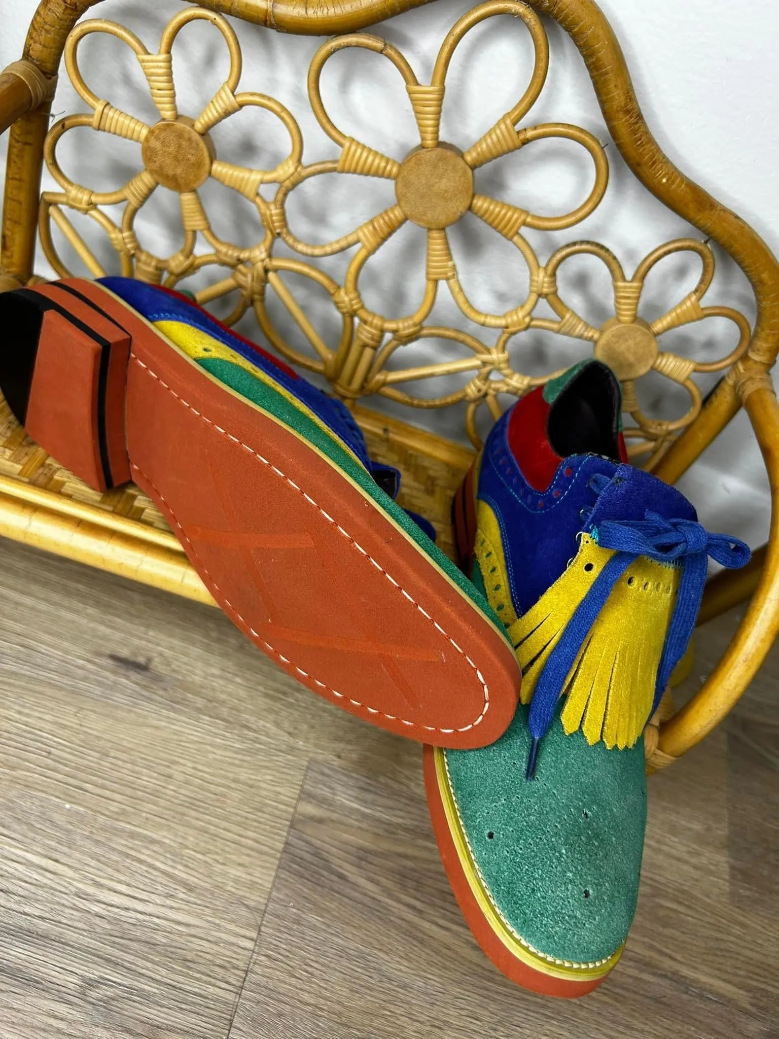 Italian genuine suede Oxford loafers colorful (size: men’s 9/women’s 10) UNISEX