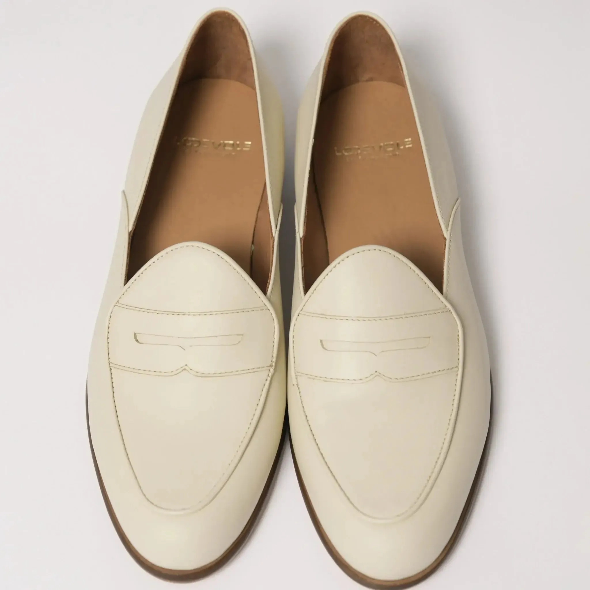 Italian Leather Loafers Ivory Cream