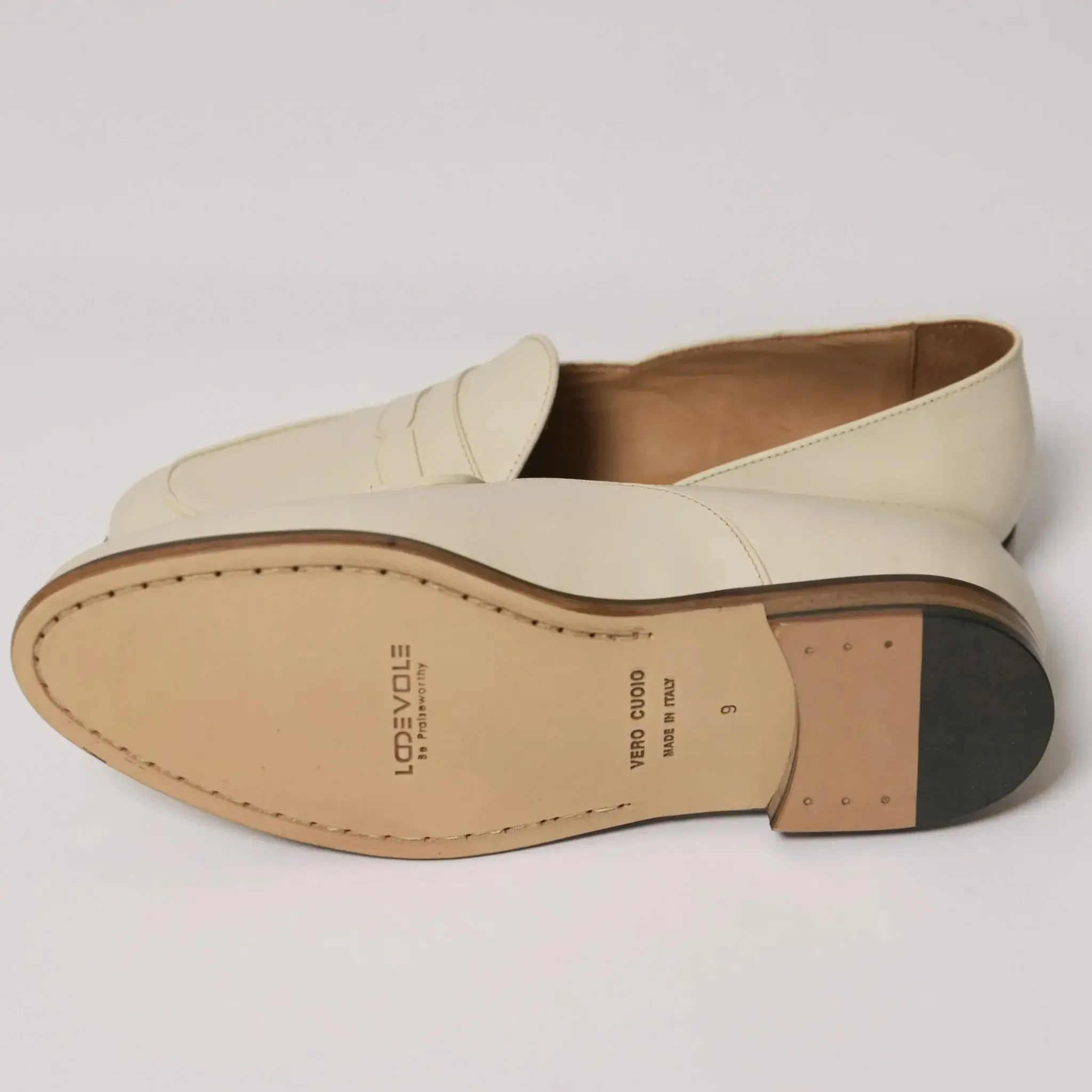 Italian Leather Loafers Ivory Cream