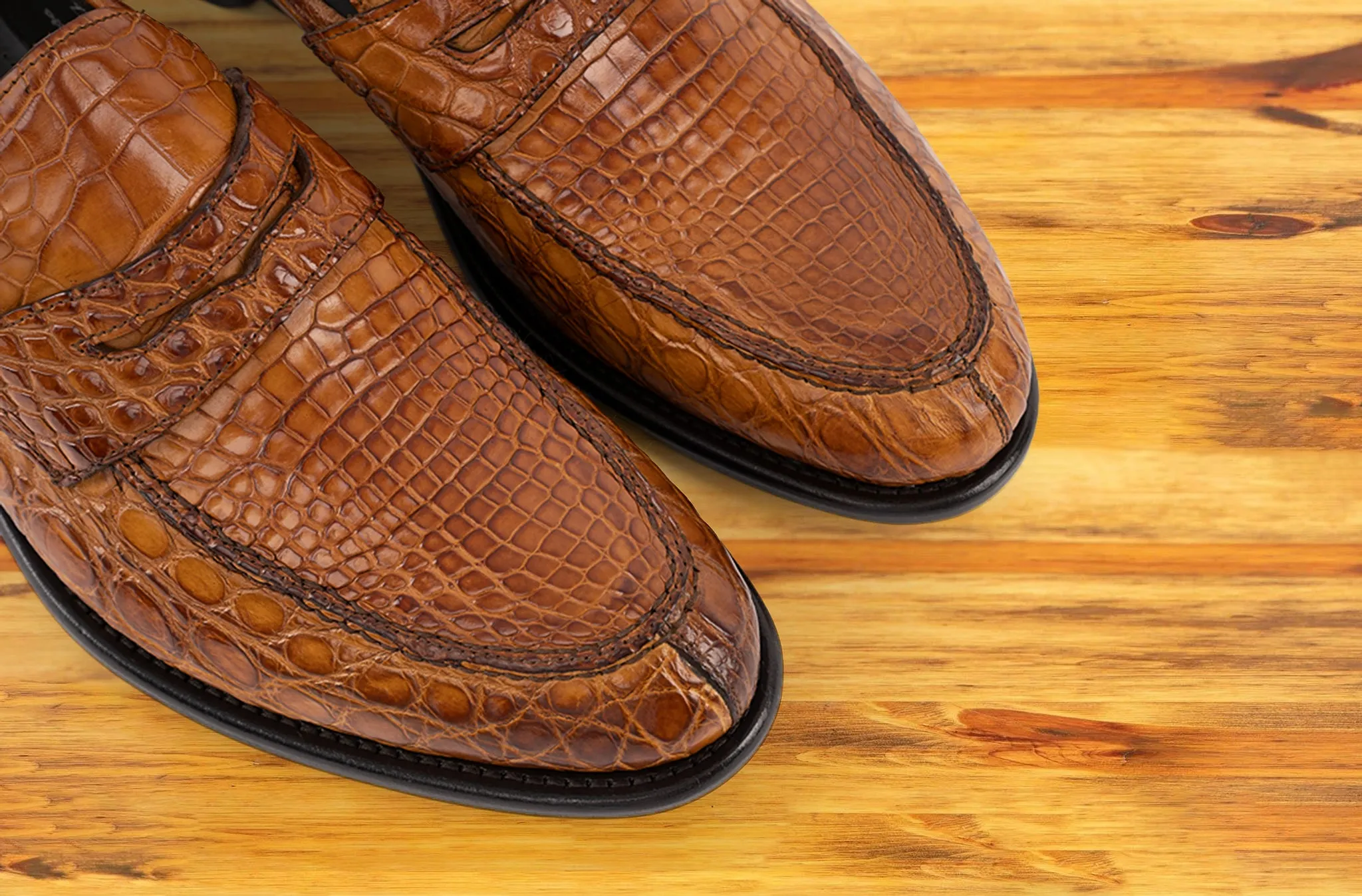 Izano Calzoleria Toscana Dip-Dyed Men's Nile Crocodile Dress Loafer