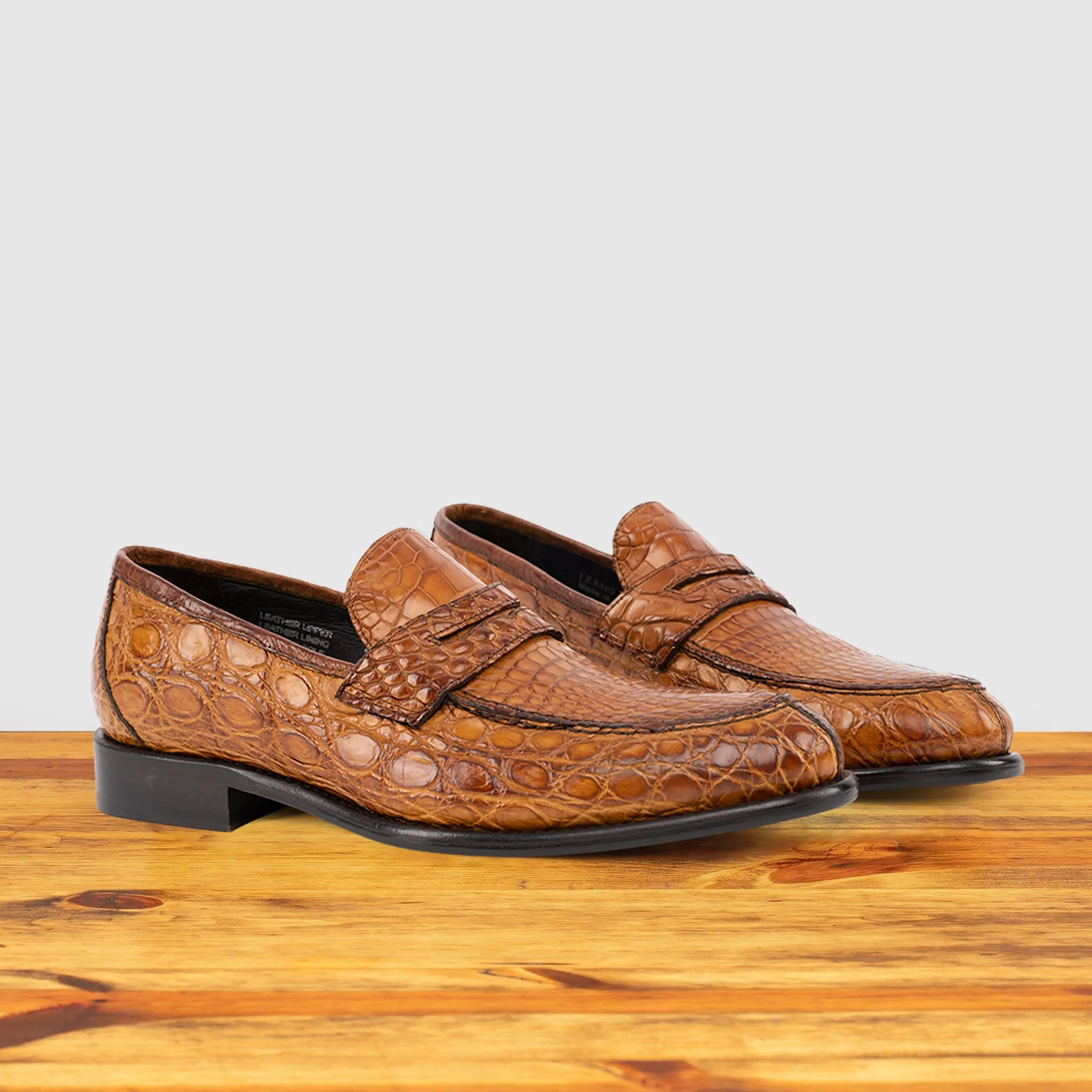 Izano Calzoleria Toscana Dip-Dyed Men's Nile Crocodile Dress Loafer