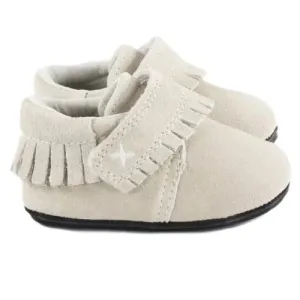 Jack & Lily Sterling Grey Suede Leather Baby Mocs : Sizes 0m to 36m