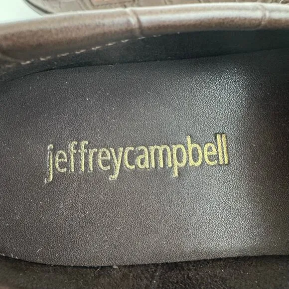 JEFFREY CAMPBELL VELVITEEN BIT LEATHER LOAFER IN BROWN CROC NWOB WOMEN'S SIZE 5