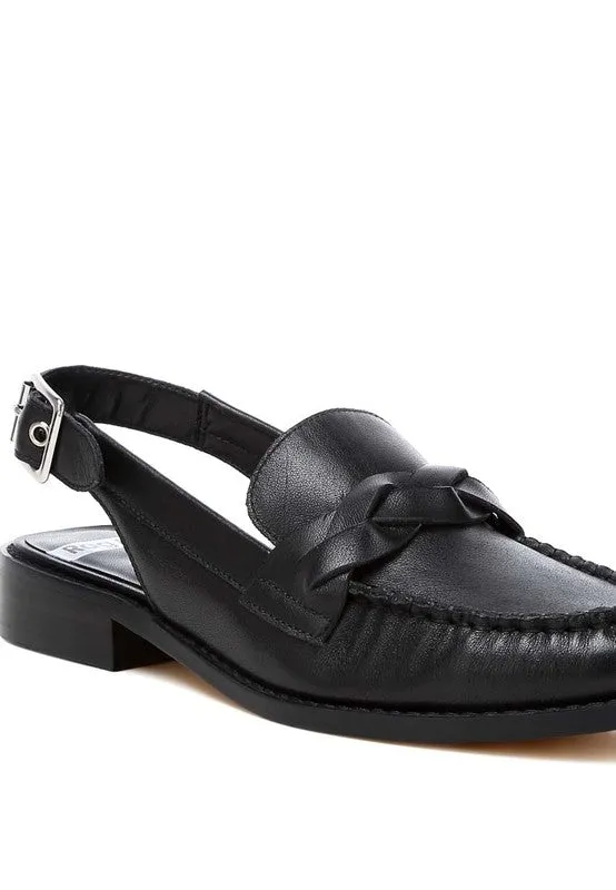 Jemykin Black Genuine Leather Loafer Sandals