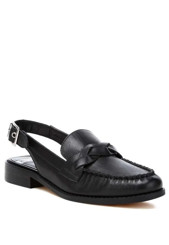 Jemykin Black Genuine Leather Loafer Sandals