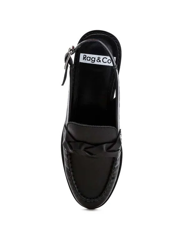 Jemykin Black Genuine Leather Loafer Sandals