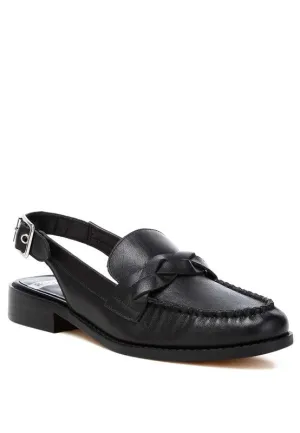 Jemykin Black Genuine Leather Loafer Sandals