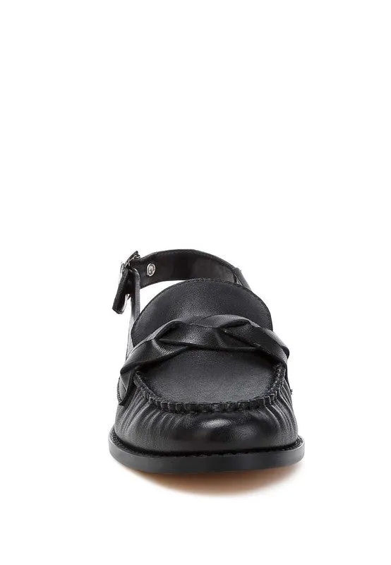 Jemykin Black Genuine Leather Loafer Sandals