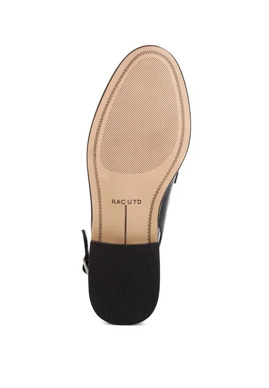 Jemykin Black Genuine Leather Loafer Sandals