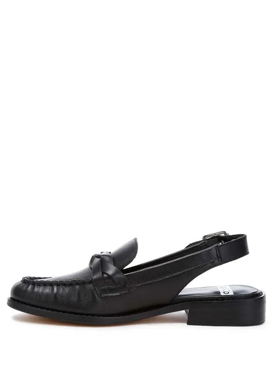 Jemykin Black Genuine Leather Loafer Sandals