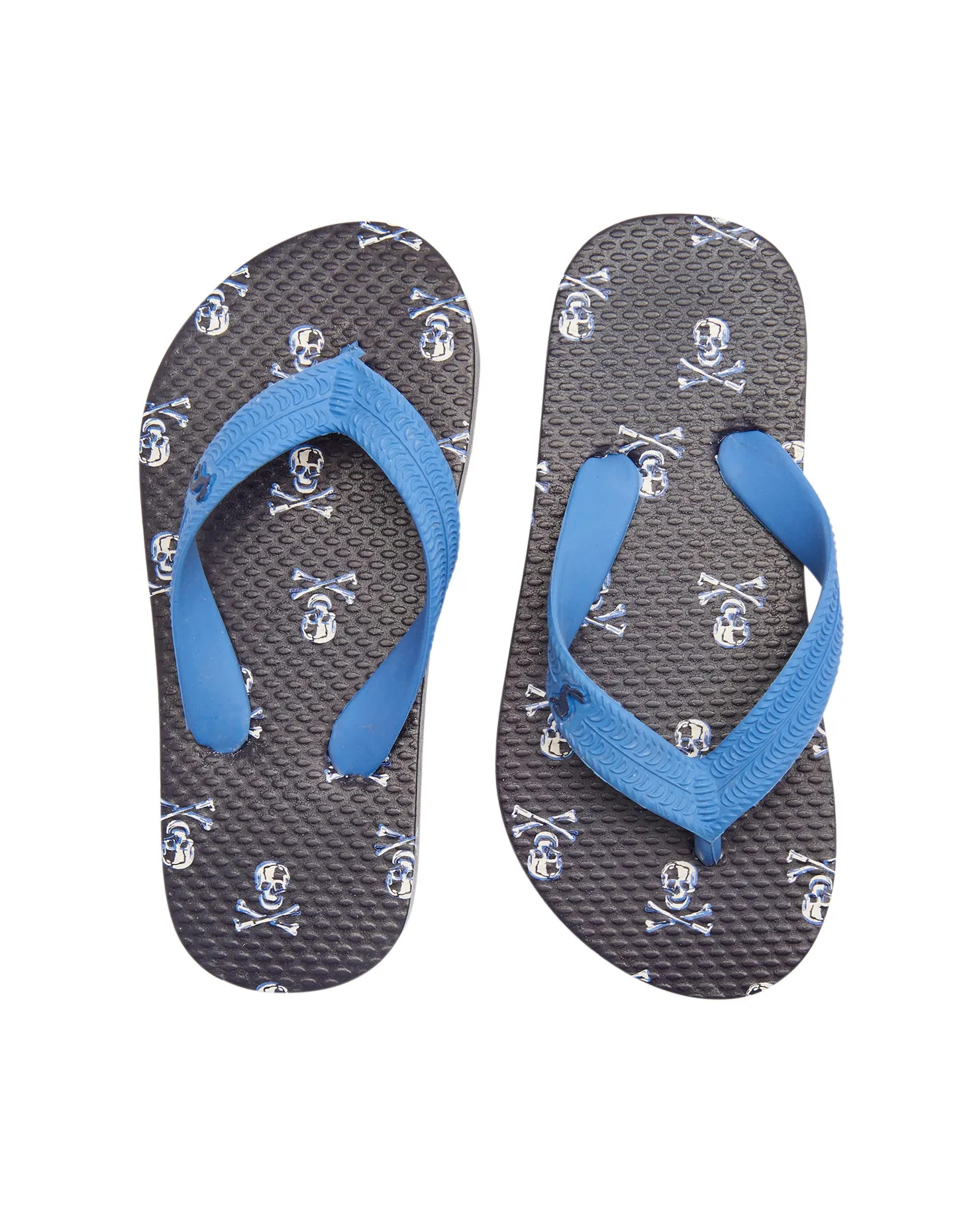 Joules Printed Flip Flops - Navy Skull And Crossbones