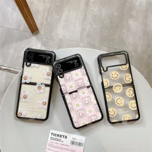 Korean Cute Smiley Flowers Samsung Galaxy Z Flip 4 3 Case