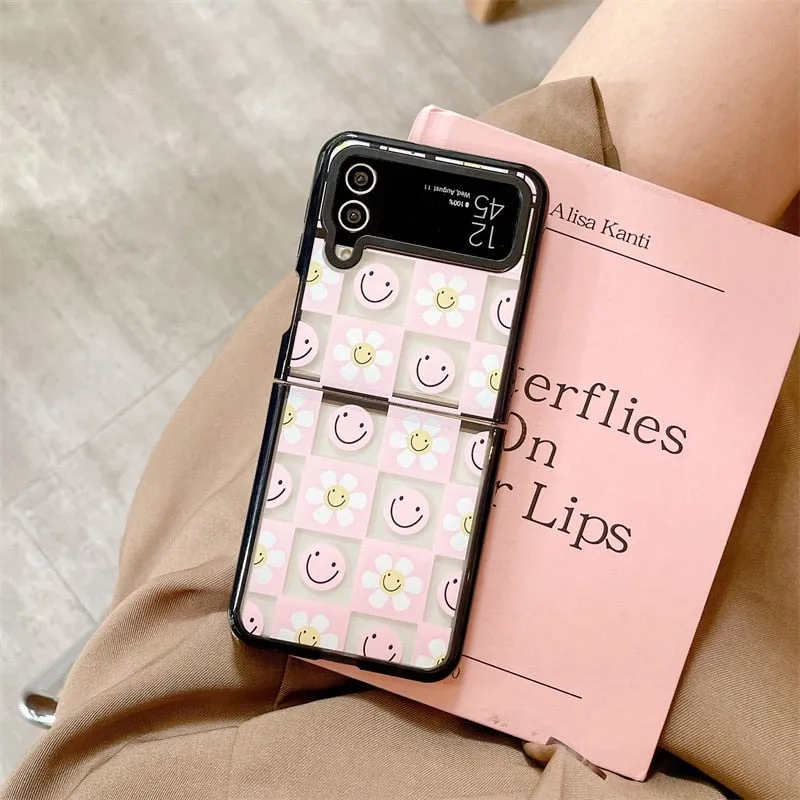 Korean Cute Smiley Flowers Samsung Galaxy Z Flip 4 3 Case