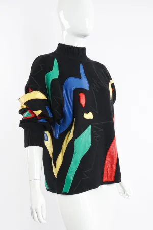Leather Appliqué Sweater