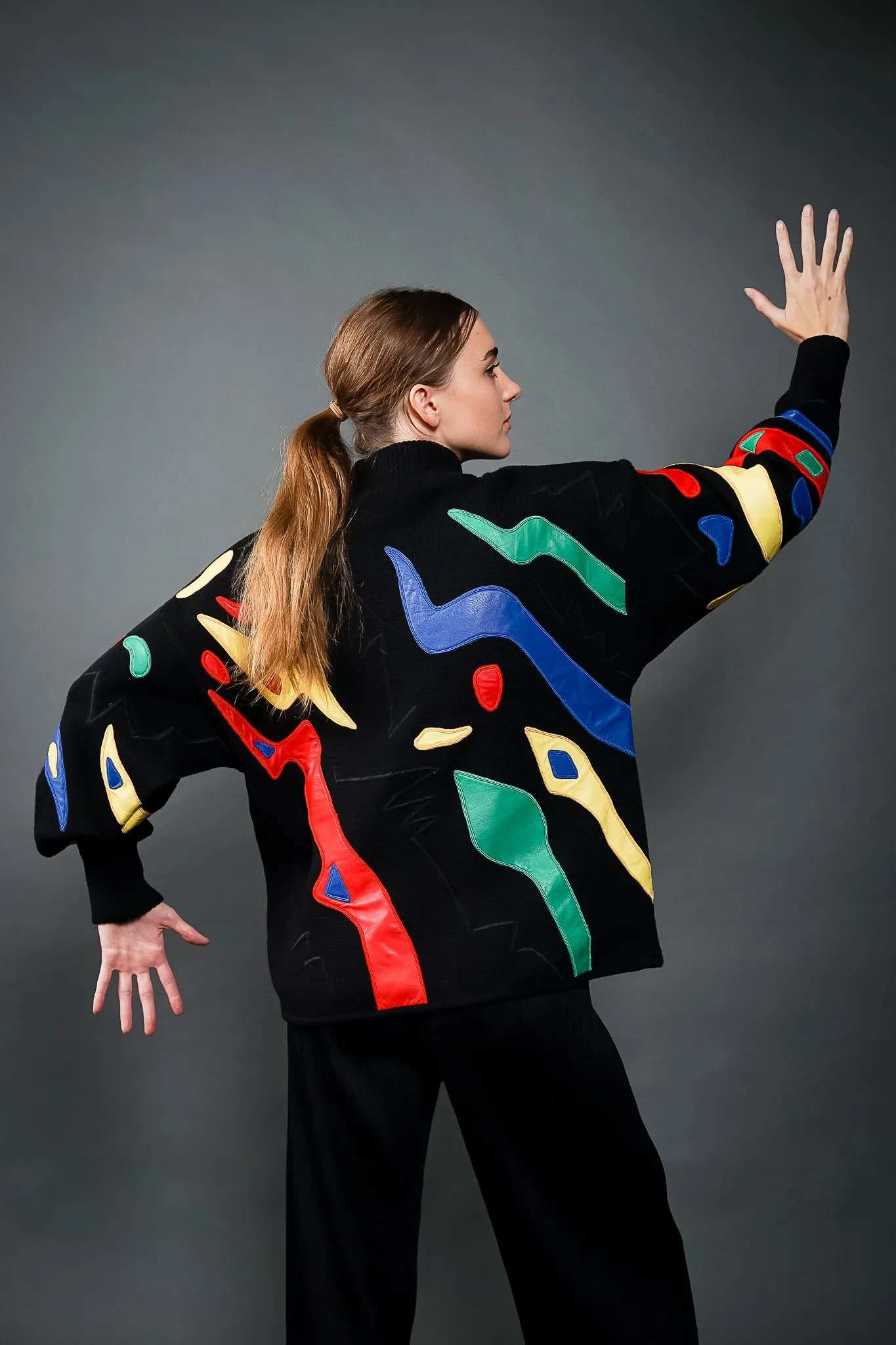 Leather Appliqué Sweater