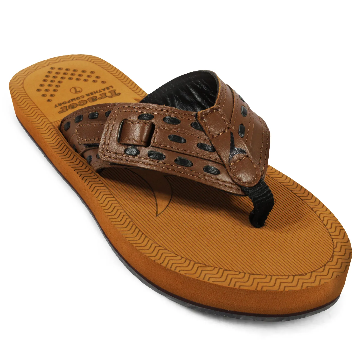 Leather Lux 11 Lightweight and Comfortable Flat Slip-Resistant Slippers For Men's