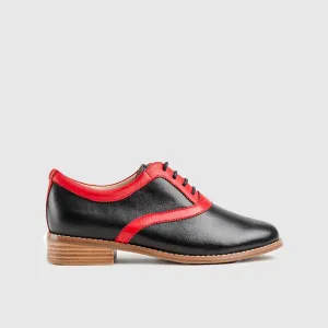 Leather Oxfords Black/Red HA022