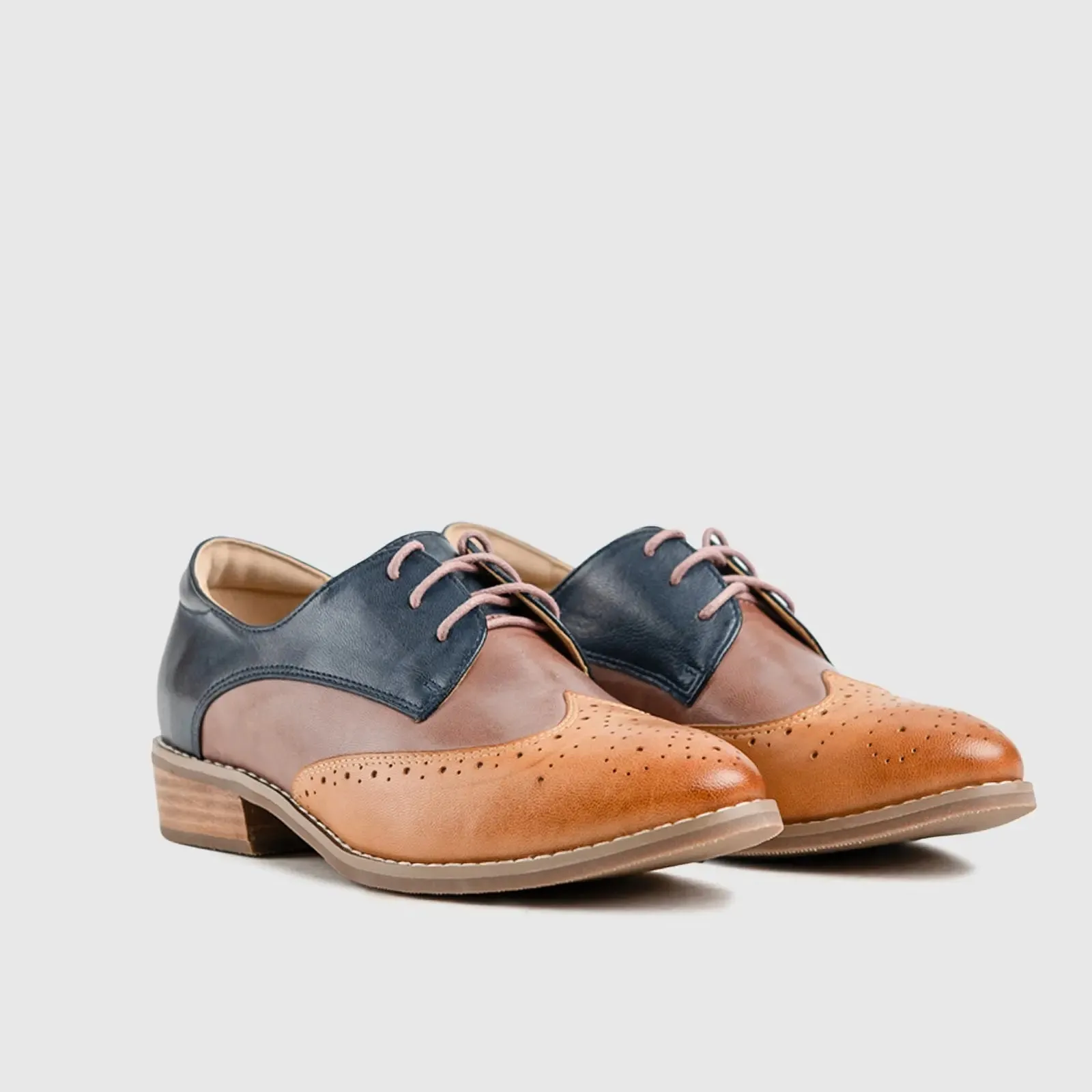 Leather Oxfords Blue/Brown HA021