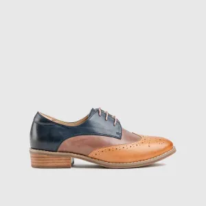 Leather Oxfords Blue/Brown HA021
