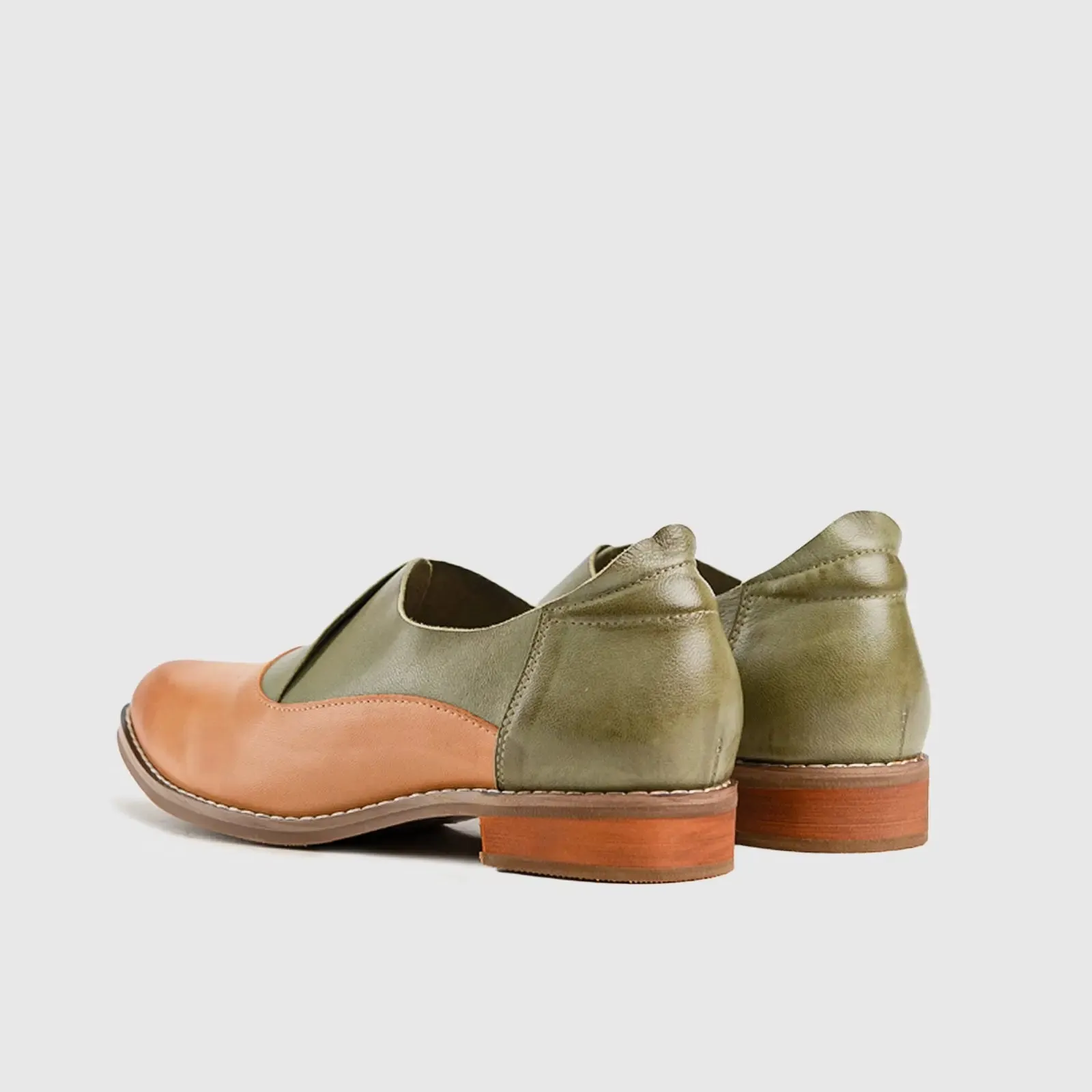 Leather Oxfords Grey/Brown HA006