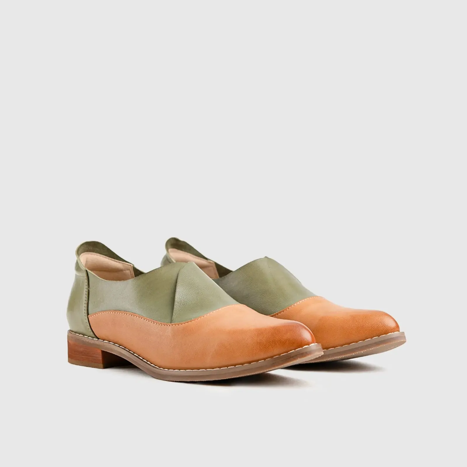 Leather Oxfords Grey/Brown HA006