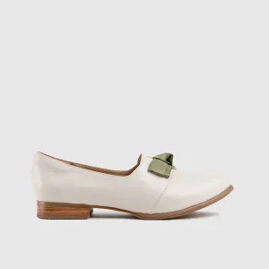 Leather Oxfords White/Green HA014