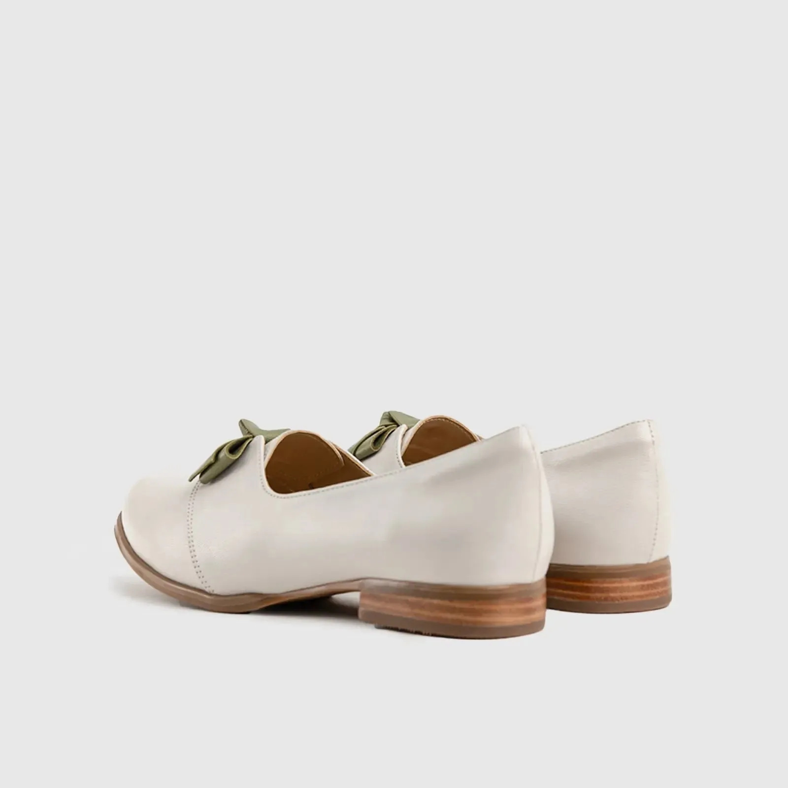 Leather Oxfords White/Green HA014