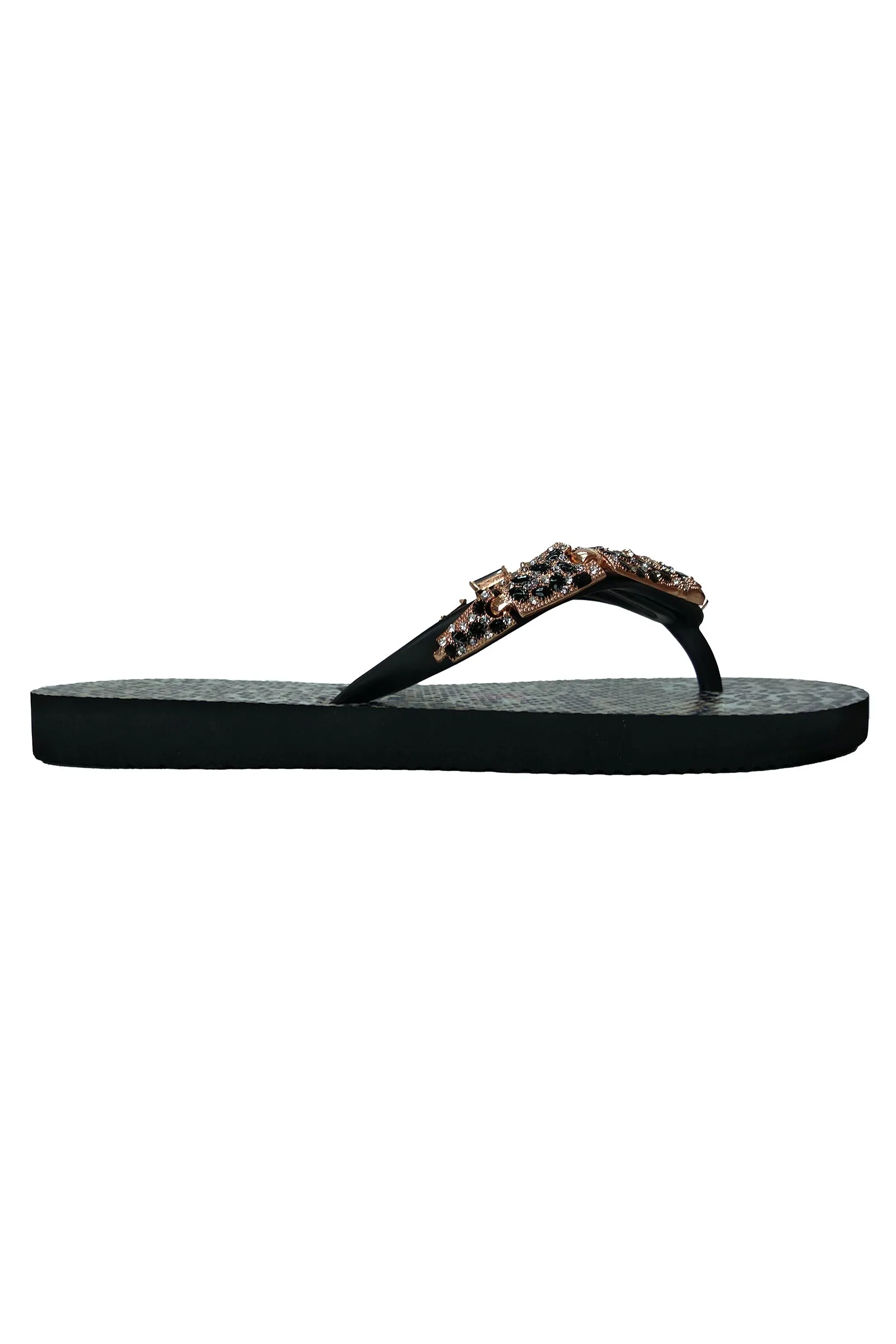 Leopard Print Rhinestone Flip Flop