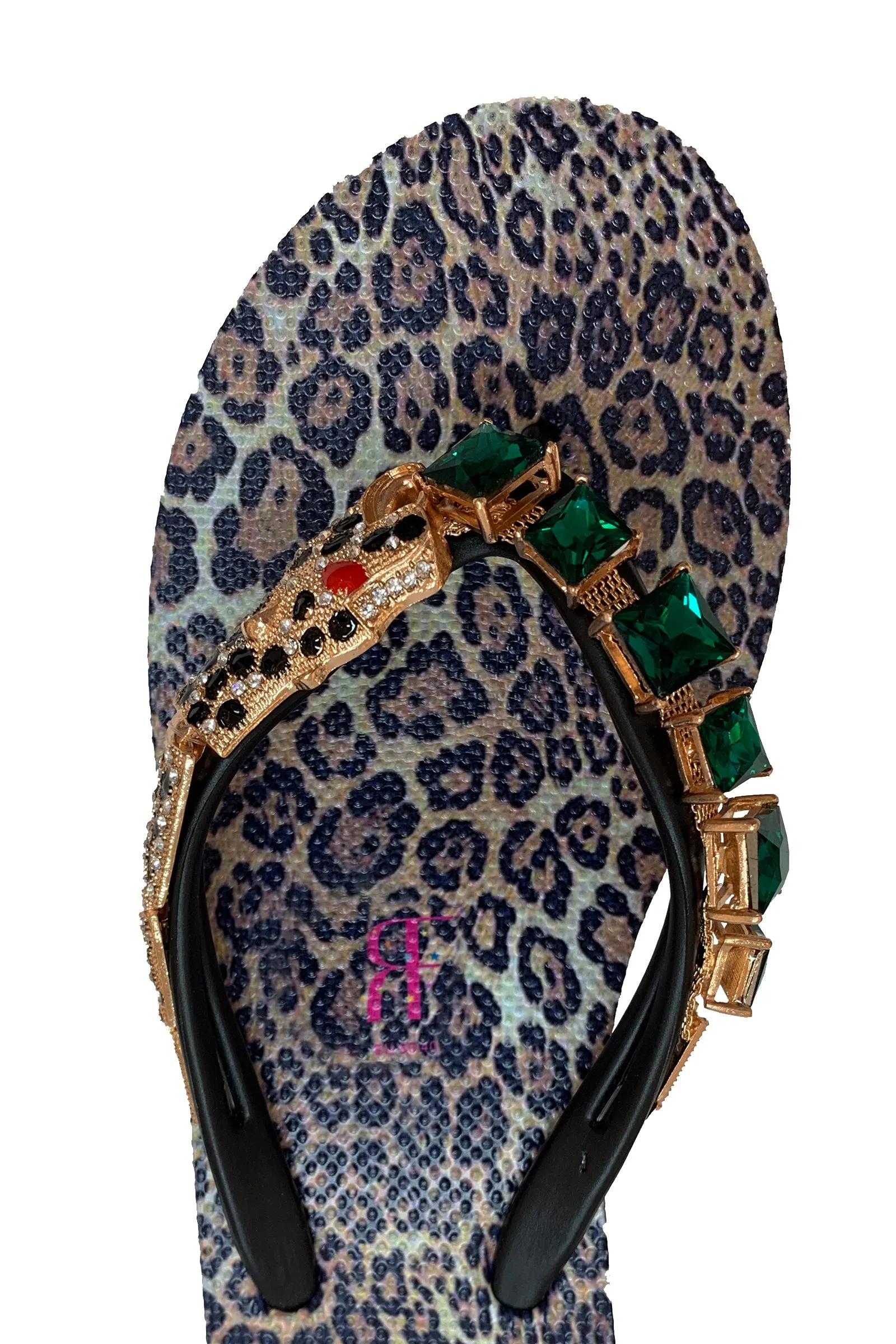 Leopard Print Rhinestone Flip Flop