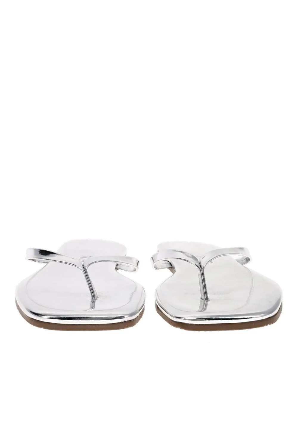 Lily Mirror Chrome Square Toe Sandal