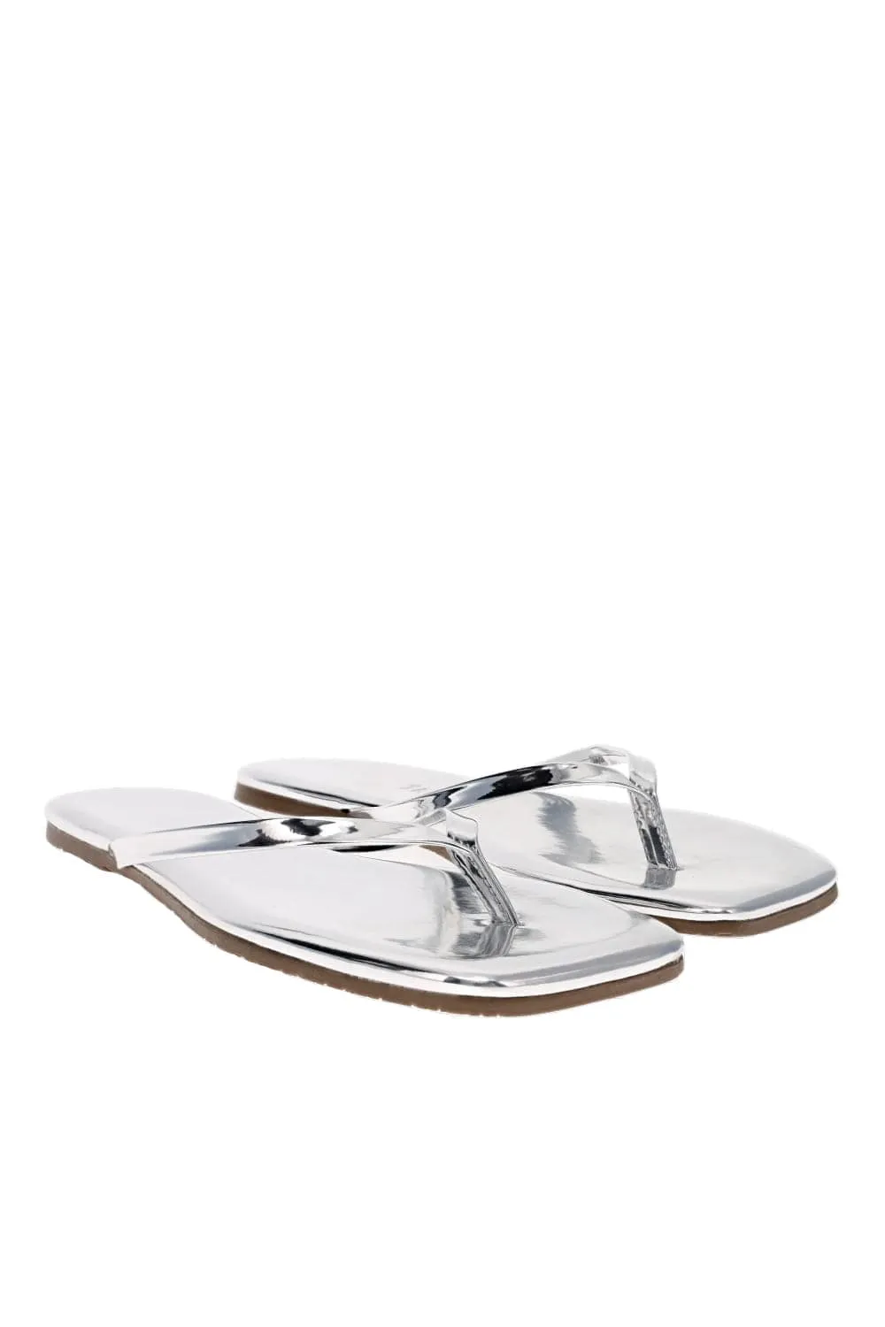 Lily Mirror Chrome Square Toe Sandal