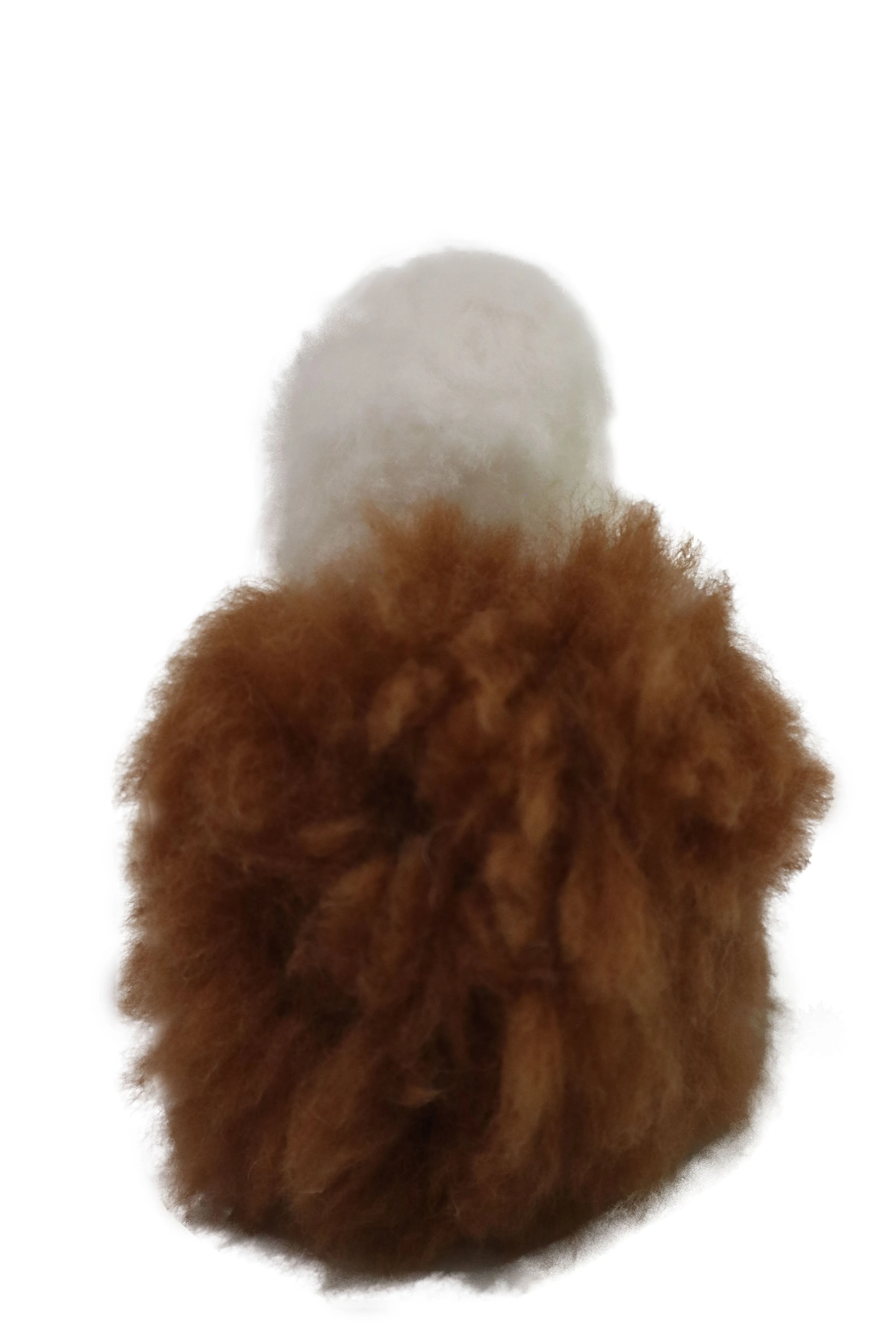 Llama Figurine Original Fur. Stuffed Llama White & Brown Color. 5" Inch.