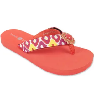 Lulu coral flip flops