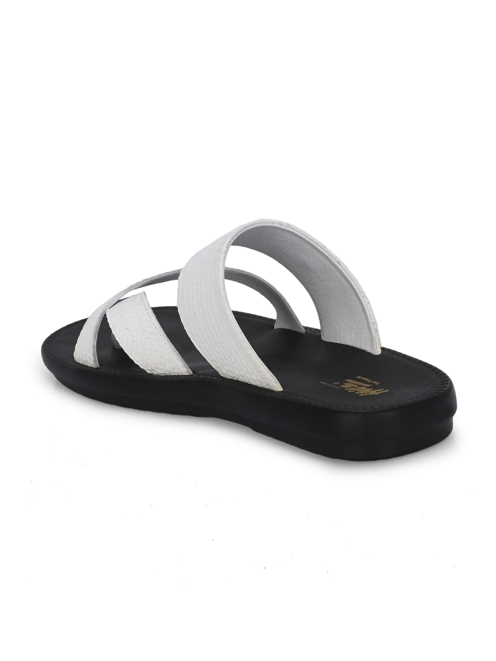 Lustral White Leather Slippers HT