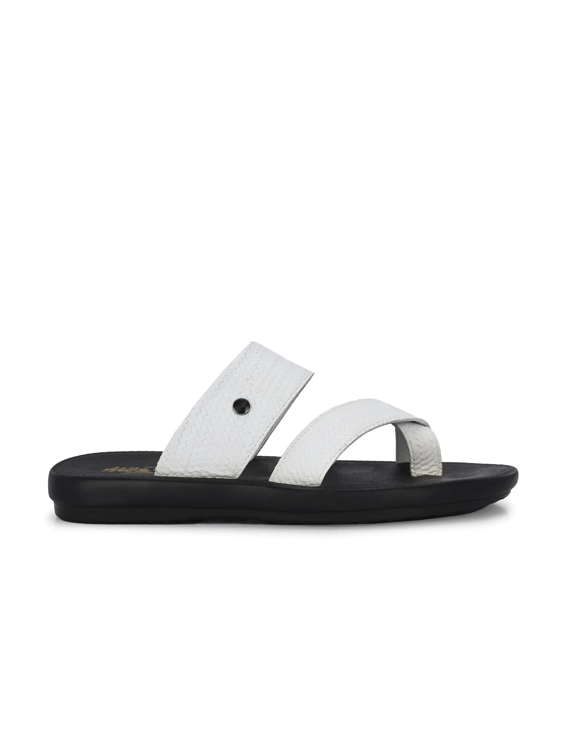 Lustral White Leather Slippers HT