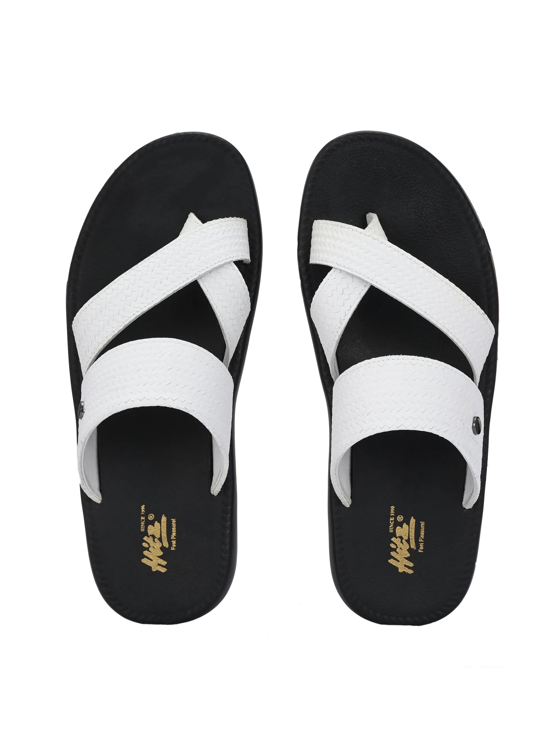 Lustral White Leather Slippers HT