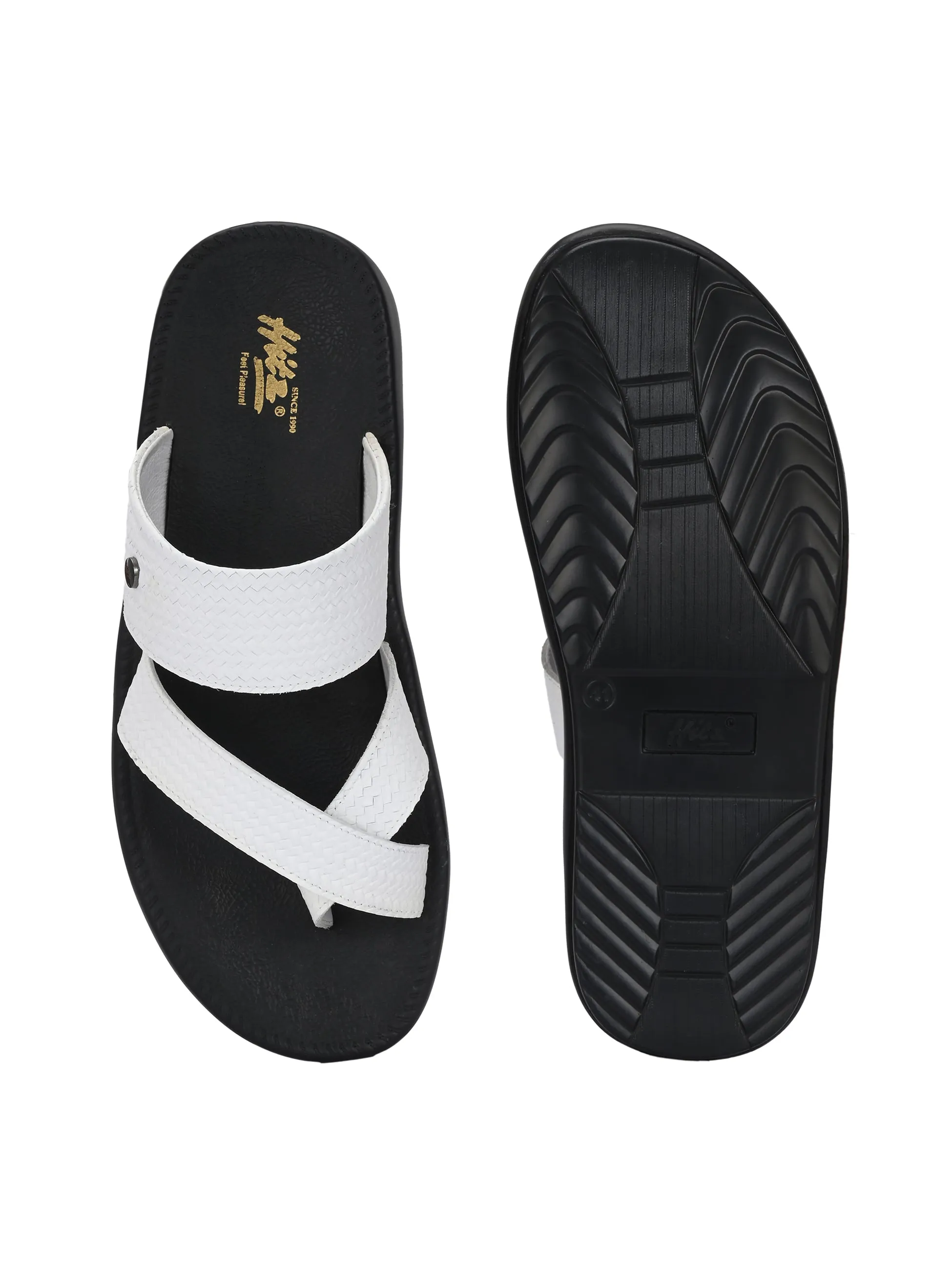 Lustral White Leather Slippers HT