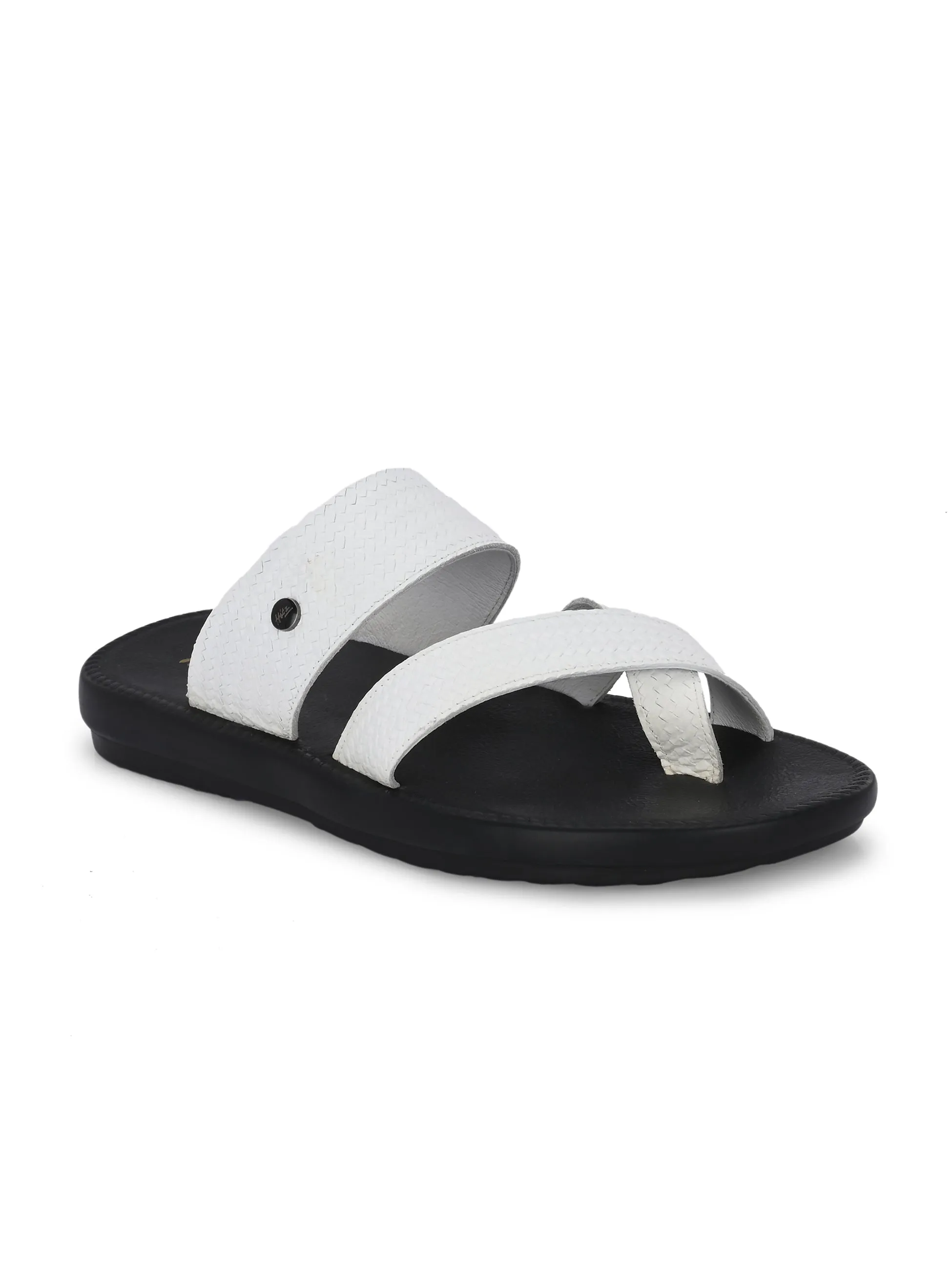 Lustral White Leather Slippers HT