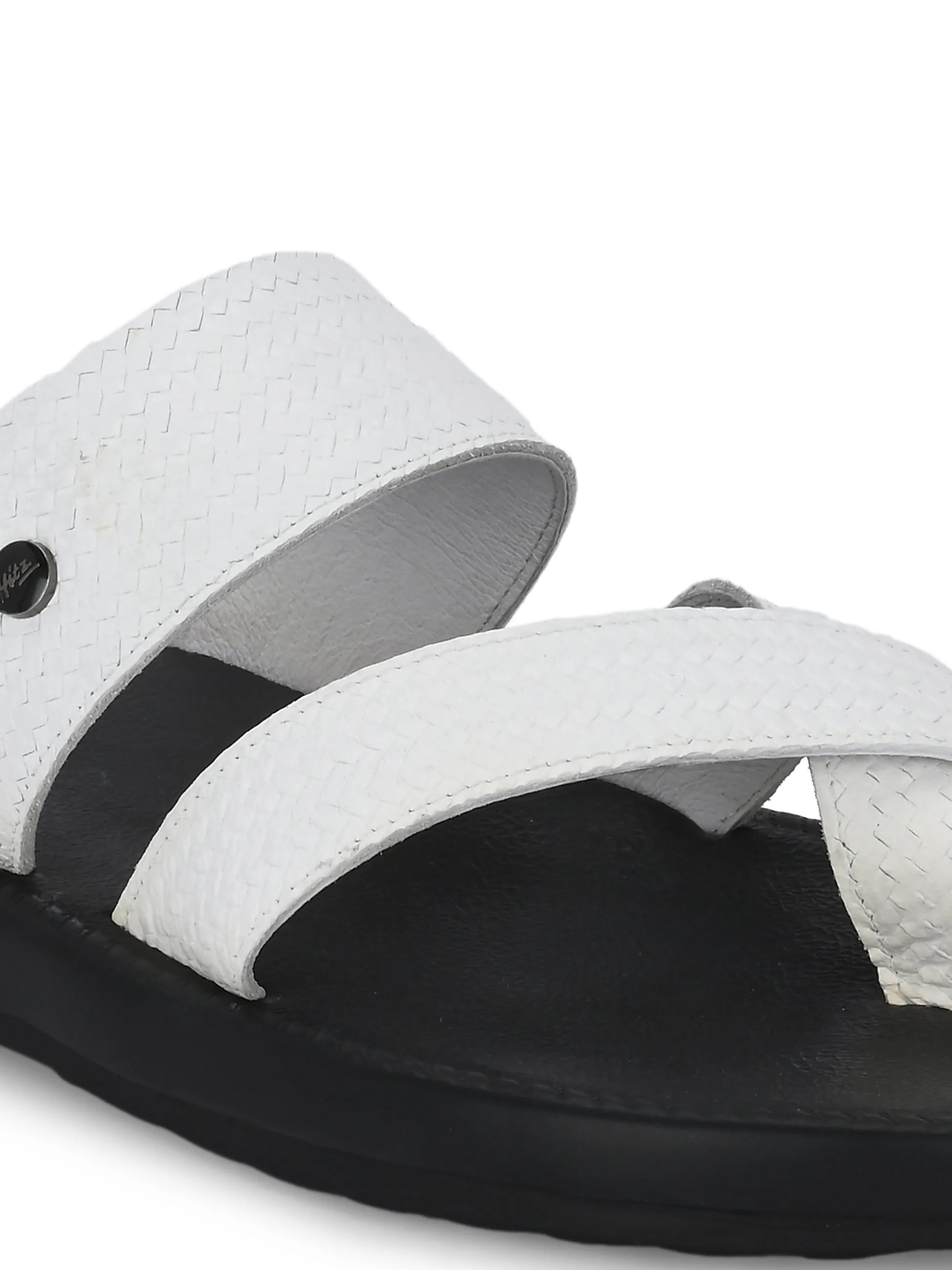 Lustral White Leather Slippers HT